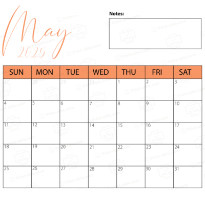 May 2025 Calendar Printable