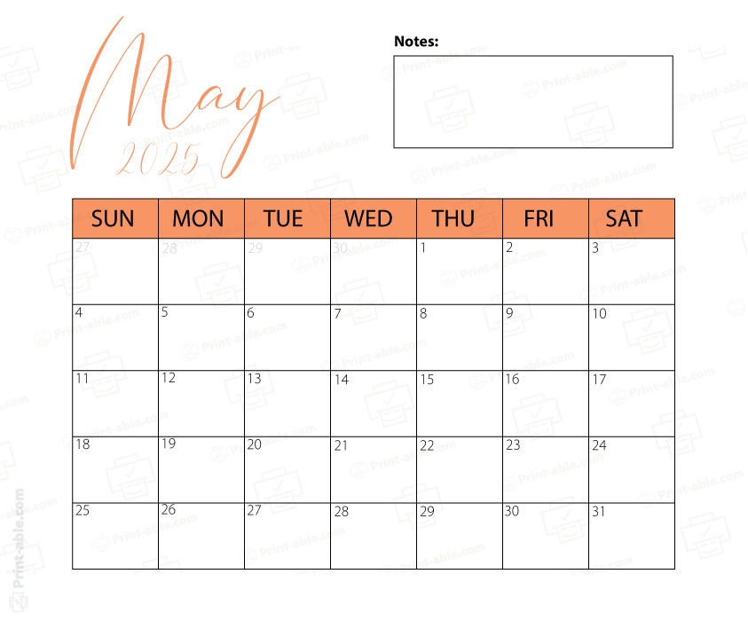 May 2025 Calendar Printable