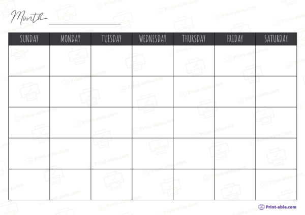 Monthly calendar printable free download