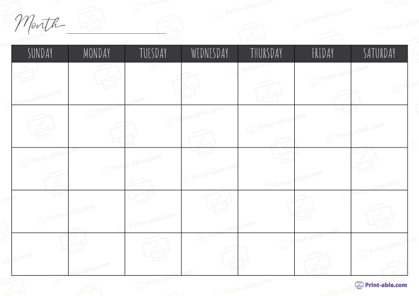 Monthly Calendar Printable Free Download