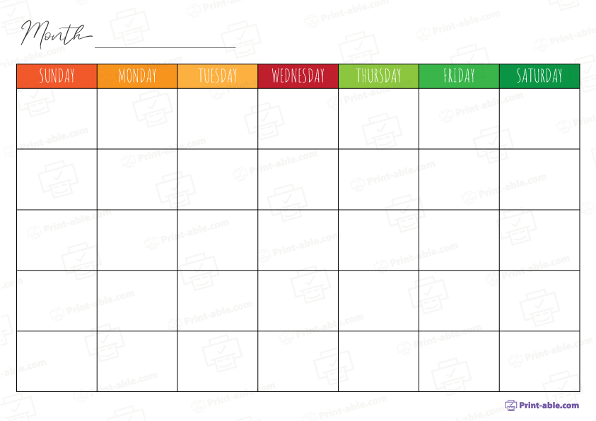 Monthly Calendar Printable Free Download