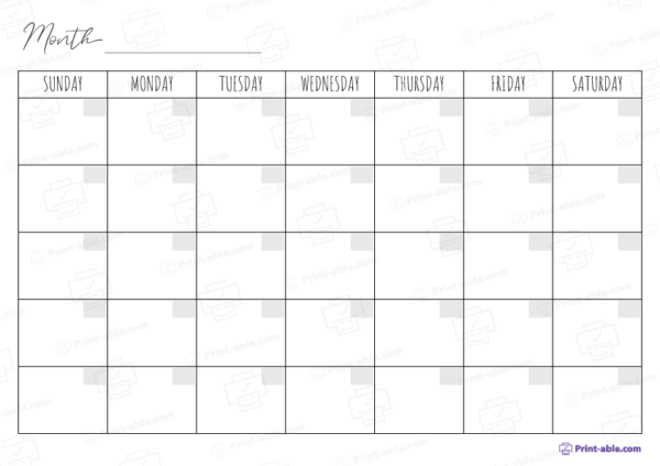 Monthly calendar printable free download