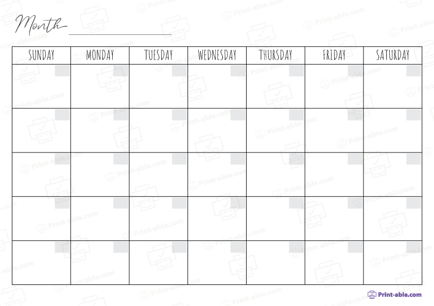 Monthly Calendar Printable Free Download