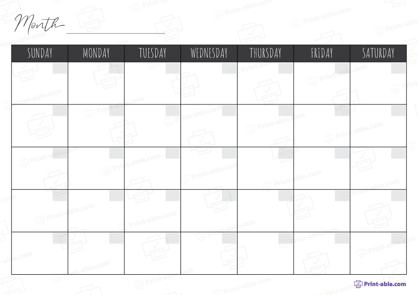 Monthly Calendar Printable Free Download