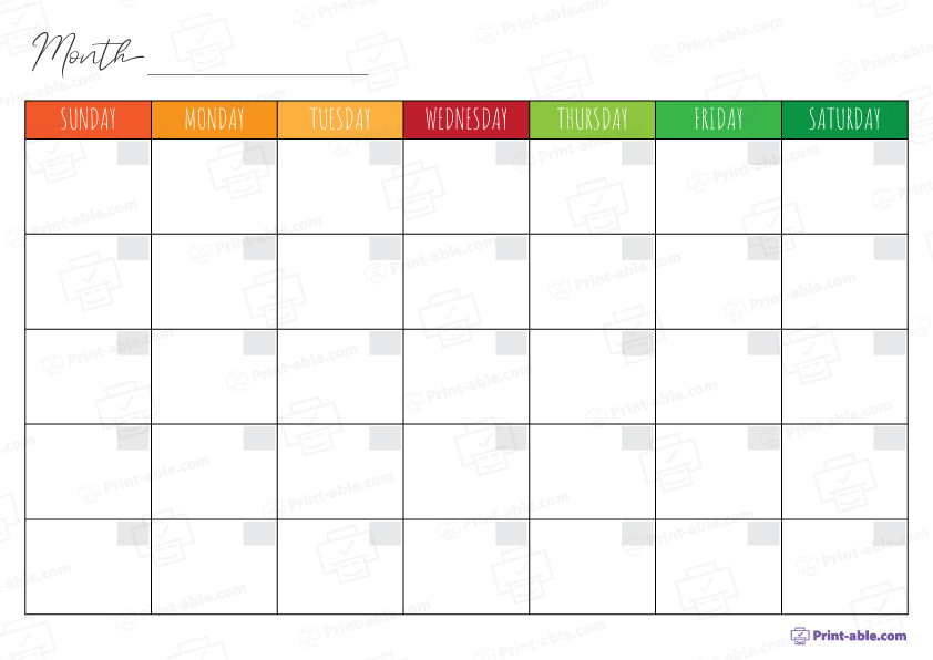 Monthly Calendar Printable Free Download