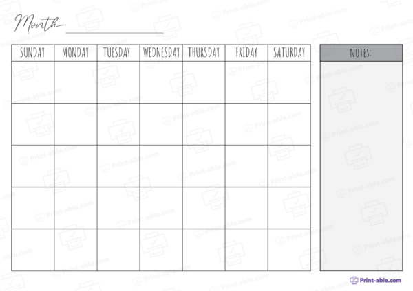 Monthly calendar printable free download