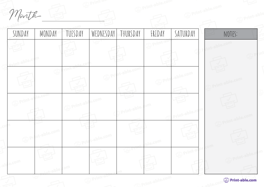 Monthly Calendar Printable Free Download