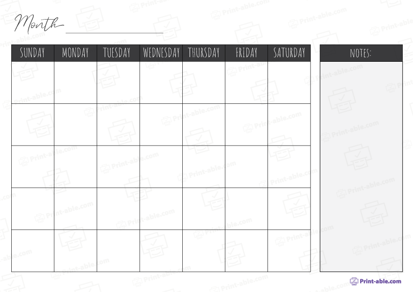 Monthly Calendar Printable Free Download