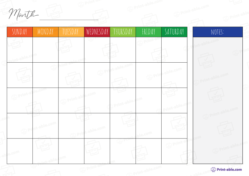 Monthly Calendar Printable Free Download