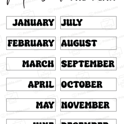 Months of the year printables