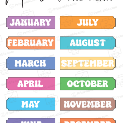Months of the year printables