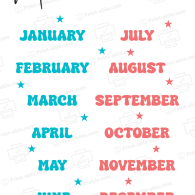 Months of the year printables
