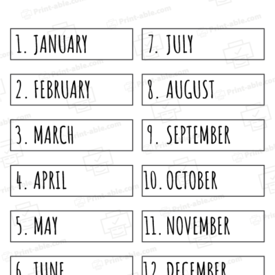 Months of the year printables