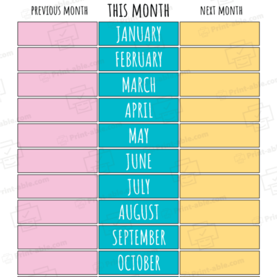 Months of the year printables