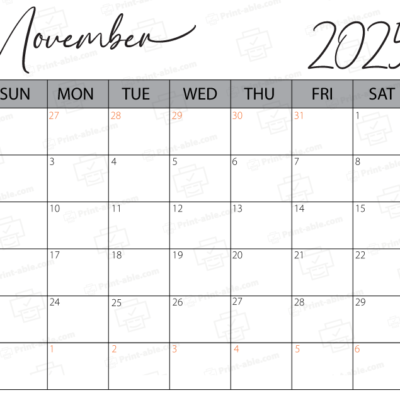 November 2025 Calendar Printable