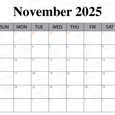 November 2025 Calendar Printable