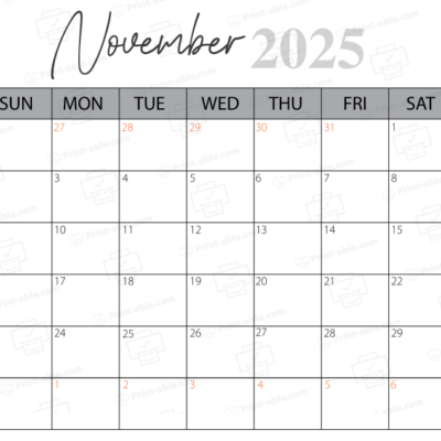 November 2025 Calendar Printable