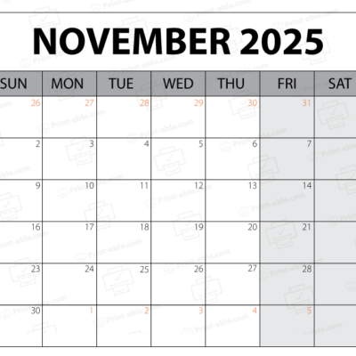 November 2025 Calendar Printable