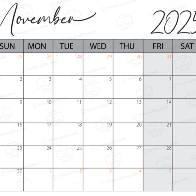 November 2025 Calendar Printable 1665