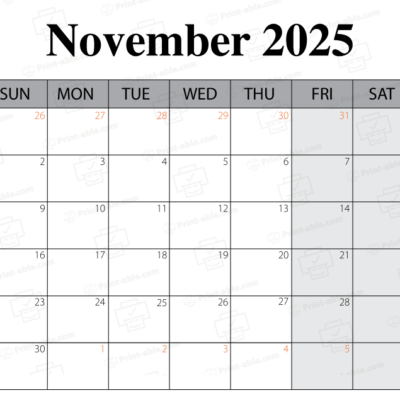 November 2025 Calendar Printable
