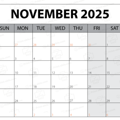 November 2025 Calendar Printable