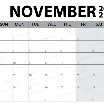 November 2025 Calendar Printable