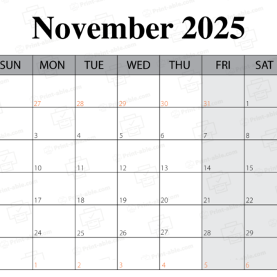 November 2025 Calendar Printable