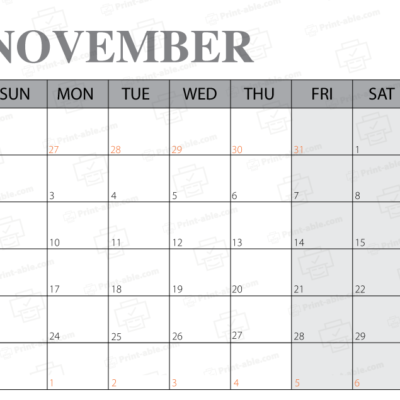 November 2025 Calendar Printable