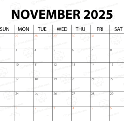November 2025 Calendar Printable