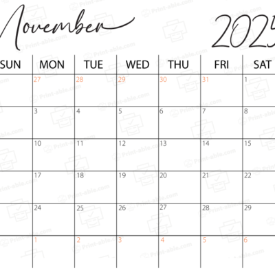 November 2025 Calendar Printable