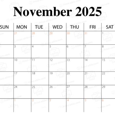 November 2025 Calendar Printable