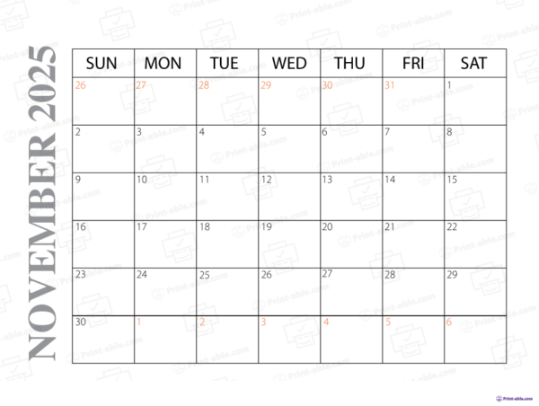 November 2025 Calendar Printable 1653