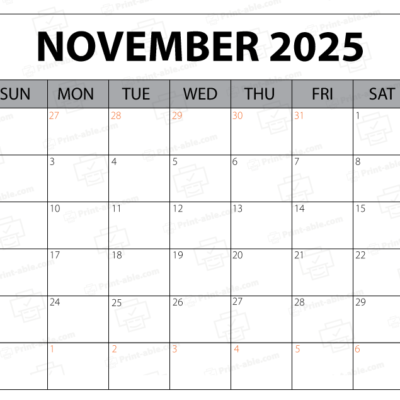 November 2025 Calendar Printable