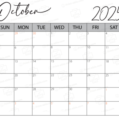 October 2025 Calendar Printable