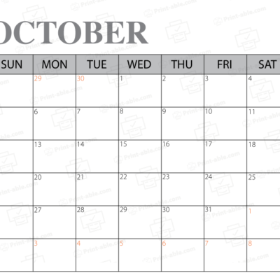 October 2025 Calendar Printable