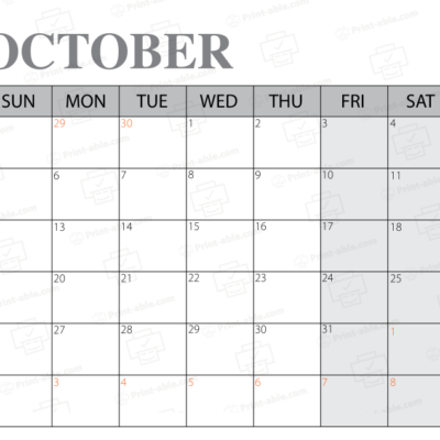 October 2025 Calendar Printable