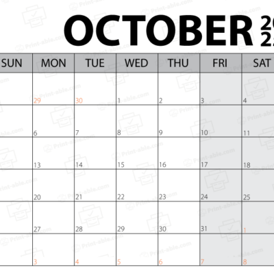 October 2025 Calendar Printable