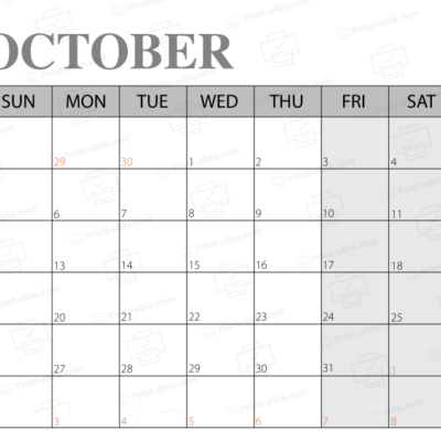 October 2025 Calendar Printable