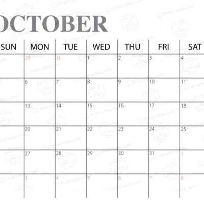 October 2025 Calendar Printable