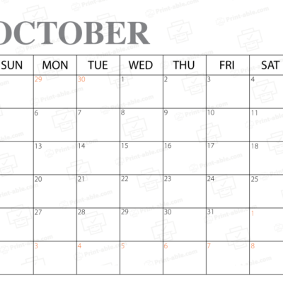 October 2025 Calendar Printable