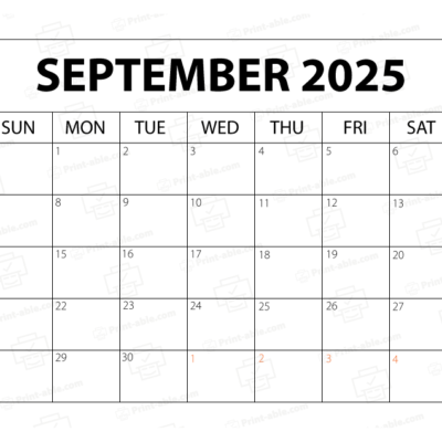 September 2025 Calendar Printable
