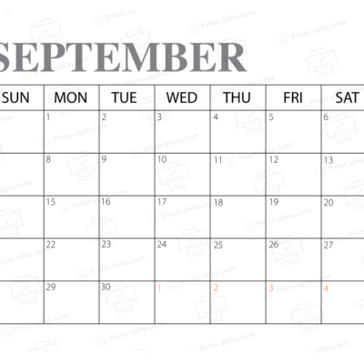 September 2025 Calendar Printable