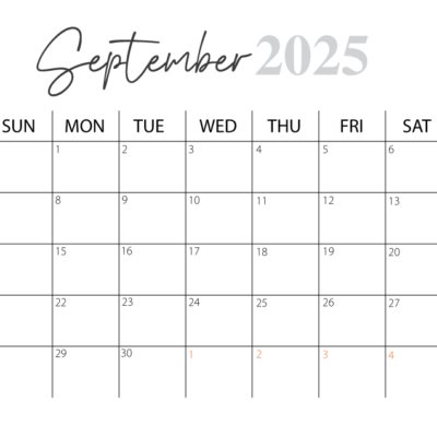 September 2025 Calendar Printable