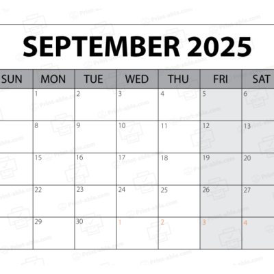 September 2025 Calendar Printable