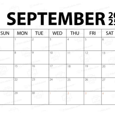September 2025 Calendar Printable