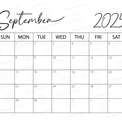 September 2025 Calendar Printable