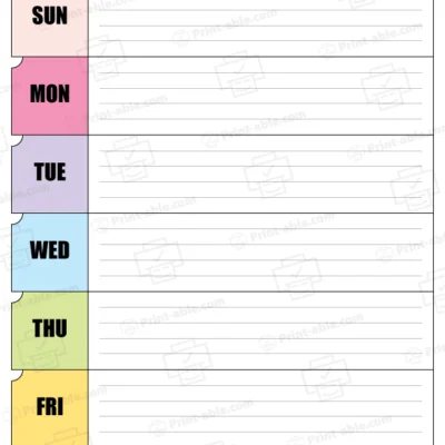 Weekly calendar printable
