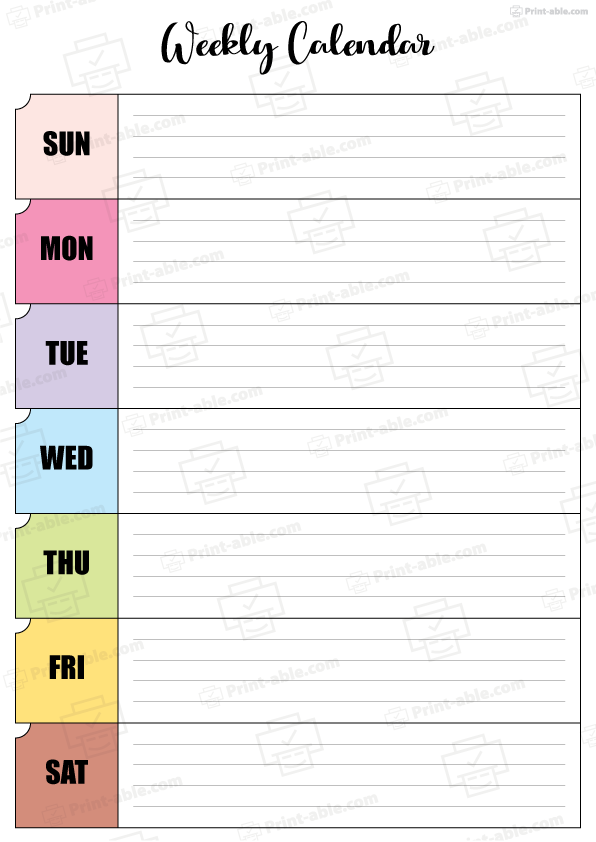 Weekly Calendar Printable Free Download