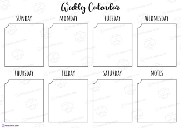 Weekly calendar printable