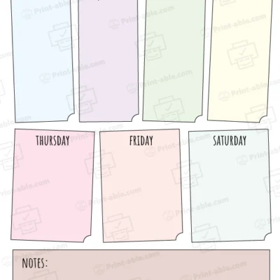 Weekly calendar printable